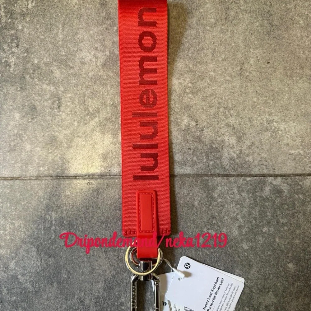 Lululemon Never Lost Keychain- Cherry Ember/Cranberry Charm/Silver